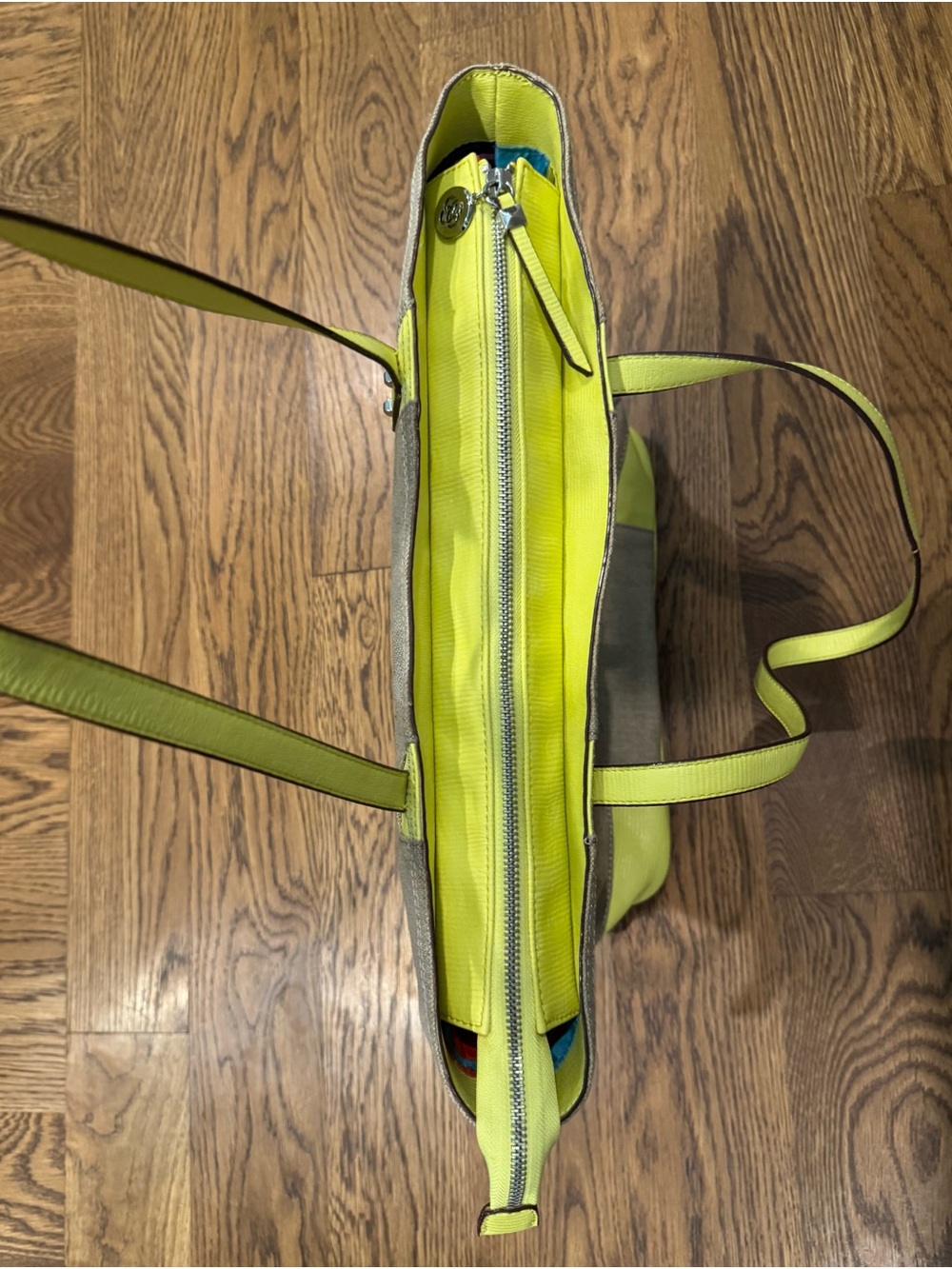 Canvas Tote Bag with Neon Yellow Trim - Picture 15 of 16